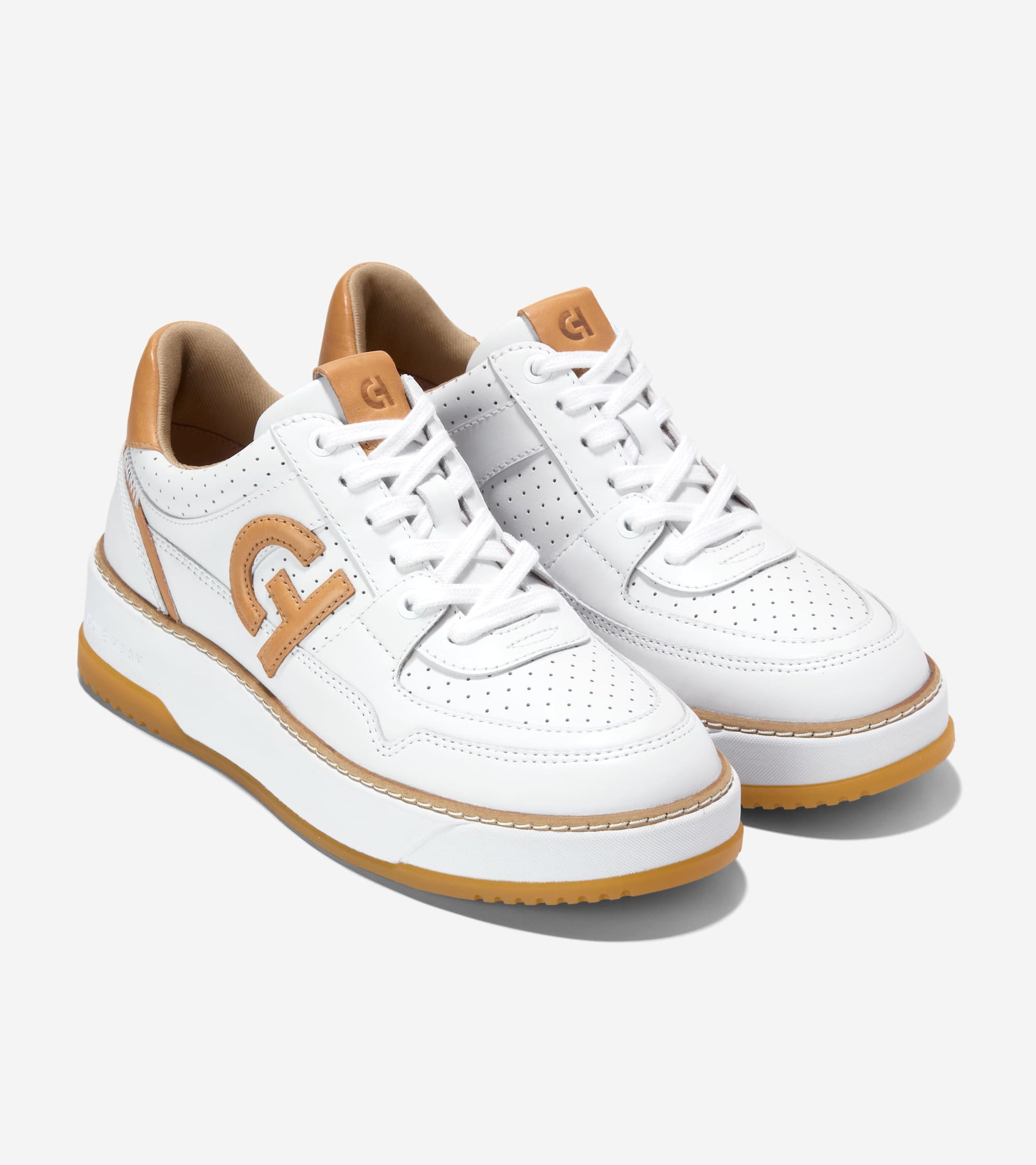 W33199:WHITE PERF LEATHER/BISCUIT/WHITE