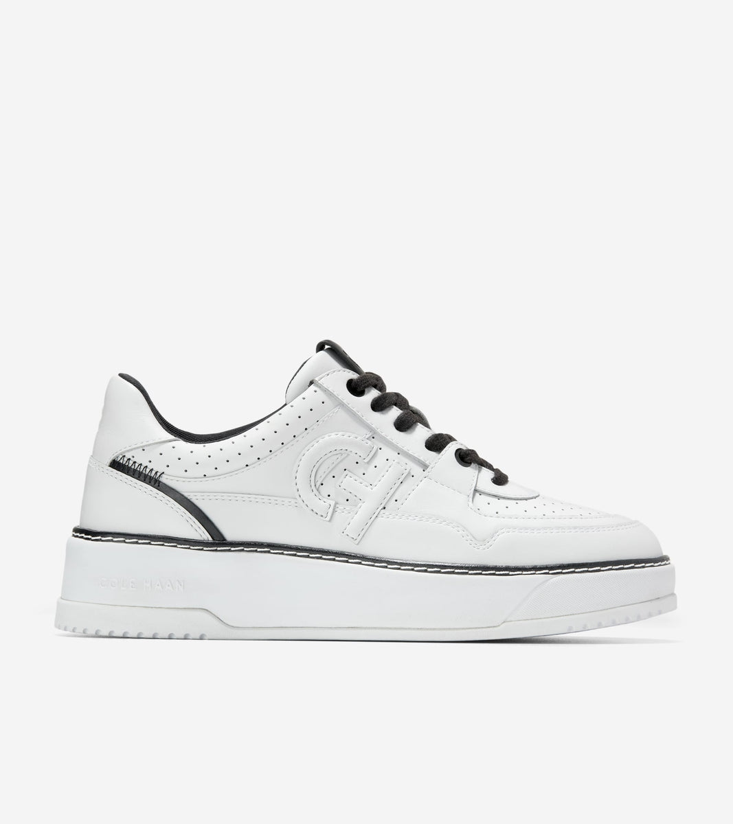 W32839:WHITE PERF LEATHER/BLACK/WHITE
